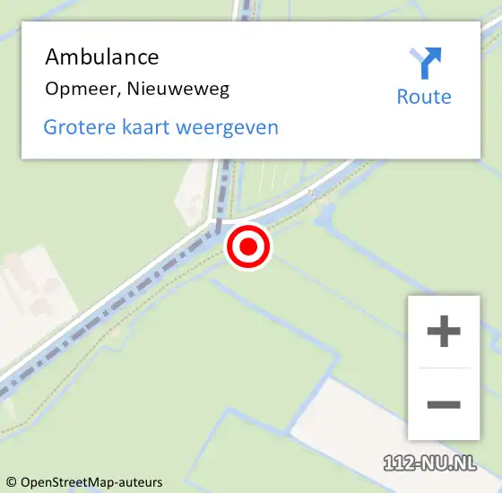 Locatie op kaart van de 112 melding: Ambulance Opmeer, Nieuweweg op 18 december 2021 15:18