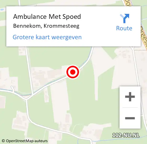 Locatie op kaart van de 112 melding: Ambulance Met Spoed Naar Bennekom, Krommesteeg op 18 december 2021 15:19