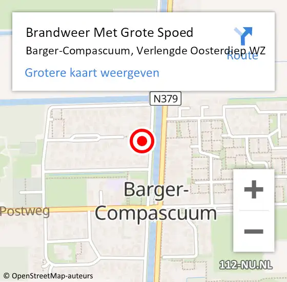 Locatie op kaart van de 112 melding: Brandweer Met Grote Spoed Naar Barger-Compascuum, Verlengde Oosterdiep WZ op 18 december 2021 15:25