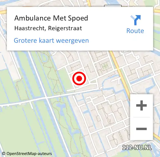 Locatie op kaart van de 112 melding: Ambulance Met Spoed Naar Haastrecht, Reigerstraat op 18 december 2021 15:36