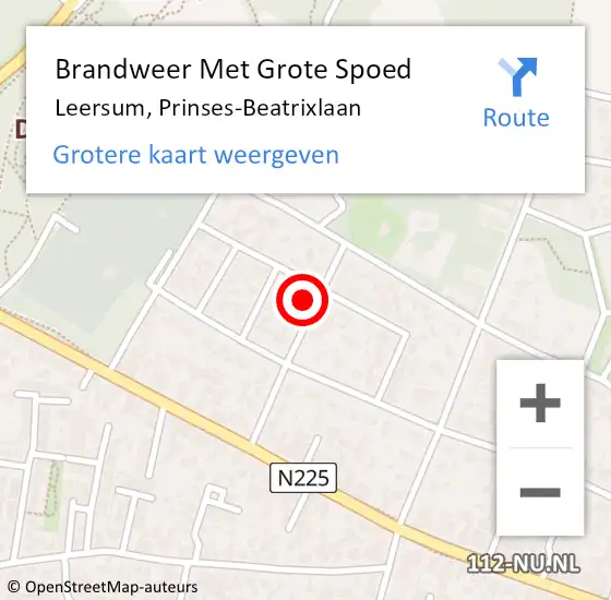 Locatie op kaart van de 112 melding: Brandweer Met Grote Spoed Naar Leersum, Prinses-Beatrixlaan op 18 december 2021 16:00