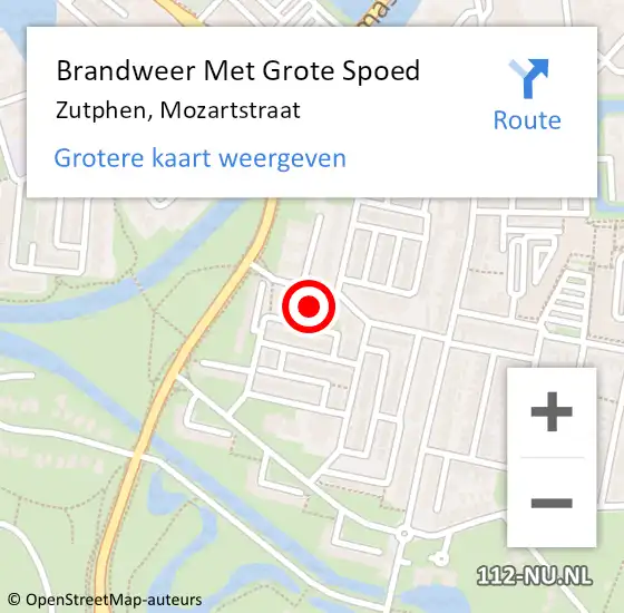 Locatie op kaart van de 112 melding: Brandweer Met Grote Spoed Naar Zutphen, Mozartstraat op 18 december 2021 16:03