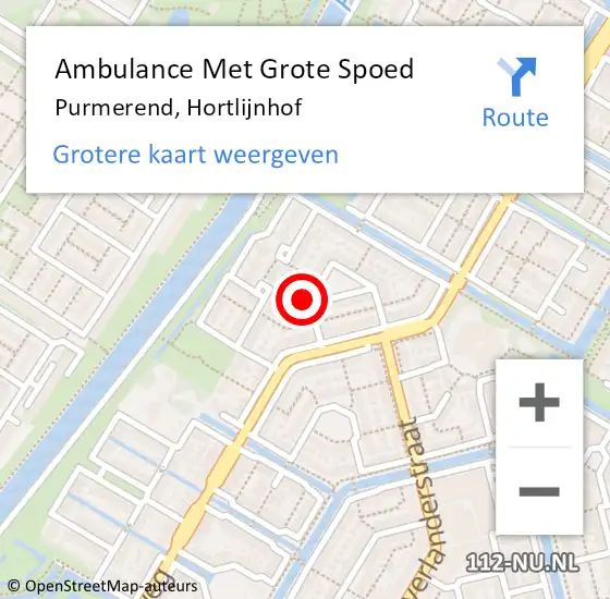 Locatie op kaart van de 112 melding: Ambulance Met Grote Spoed Naar Purmerend, Hortlijnhof op 18 december 2021 16:05