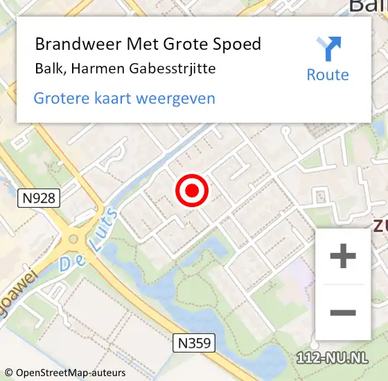 Locatie op kaart van de 112 melding: Brandweer Met Grote Spoed Naar Balk, Harmen Gabesstrjitte op 18 december 2021 16:26