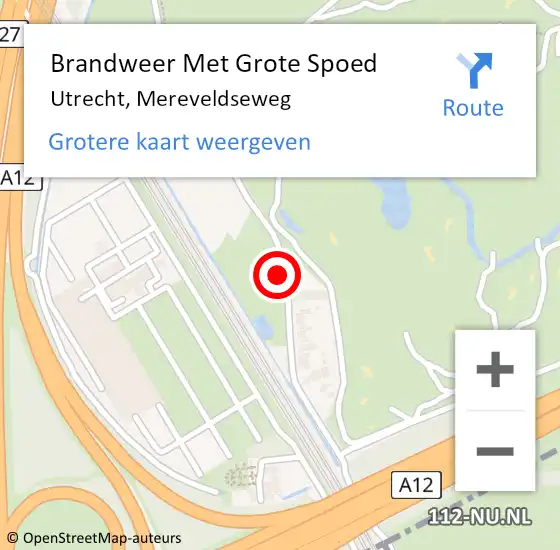 Locatie op kaart van de 112 melding: Brandweer Met Grote Spoed Naar Utrecht, Mereveldseweg op 18 december 2021 16:29