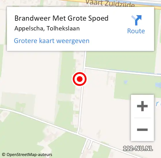 Locatie op kaart van de 112 melding: Brandweer Met Grote Spoed Naar Appelscha, Tolhekslaan op 18 december 2021 16:31