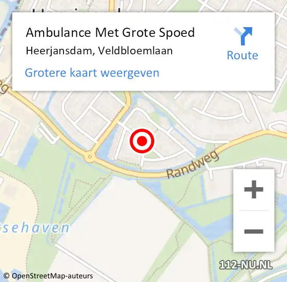 Locatie op kaart van de 112 melding: Ambulance Met Grote Spoed Naar Heerjansdam, Veldbloemlaan op 18 december 2021 16:33