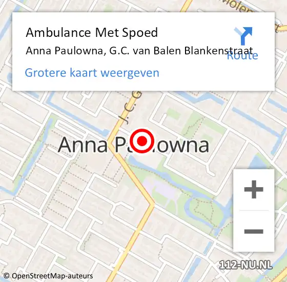 Locatie op kaart van de 112 melding: Ambulance Met Spoed Naar Anna Paulowna, G.C. van Balen Blankenstraat op 18 december 2021 17:00