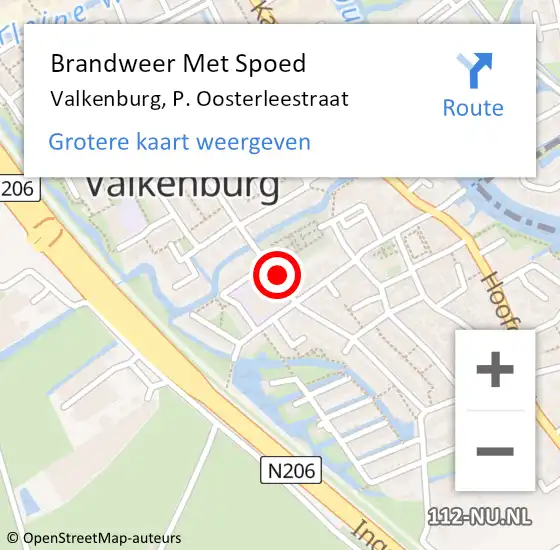 Locatie op kaart van de 112 melding: Brandweer Met Spoed Naar Valkenburg, P. Oosterleestraat op 18 december 2021 17:20