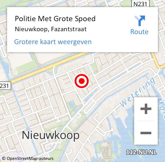 Locatie op kaart van de 112 melding: Politie Met Grote Spoed Naar Nieuwkoop, Fazantstraat op 18 december 2021 17:22