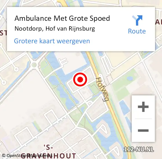 Locatie op kaart van de 112 melding: Ambulance Met Grote Spoed Naar Nootdorp, Hof van Rijnsburg op 18 december 2021 17:28