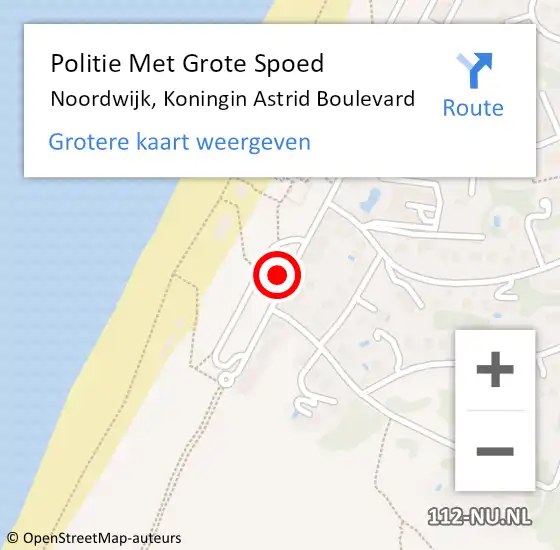 Locatie op kaart van de 112 melding: Politie Met Grote Spoed Naar Noordwijk, Koningin Astrid Boulevard op 18 december 2021 17:39