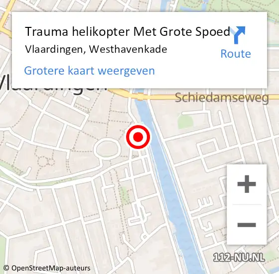 Locatie op kaart van de 112 melding: Trauma helikopter Met Grote Spoed Naar Vlaardingen, Westhavenkade op 18 december 2021 17:57