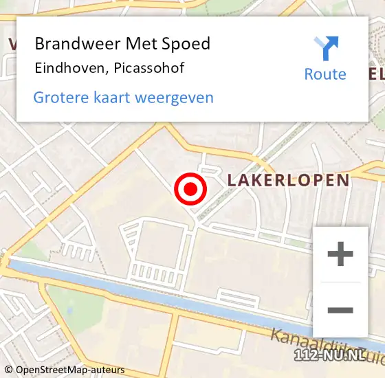 Locatie op kaart van de 112 melding: Brandweer Met Spoed Naar Eindhoven, Picassohof op 18 december 2021 17:58