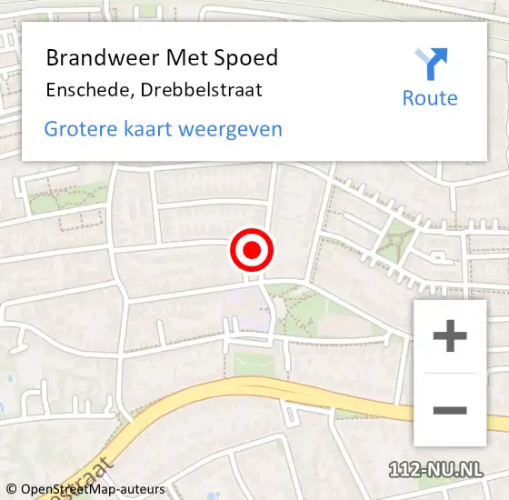 Locatie op kaart van de 112 melding: Brandweer Met Spoed Naar Enschede, Drebbelstraat op 18 december 2021 18:26