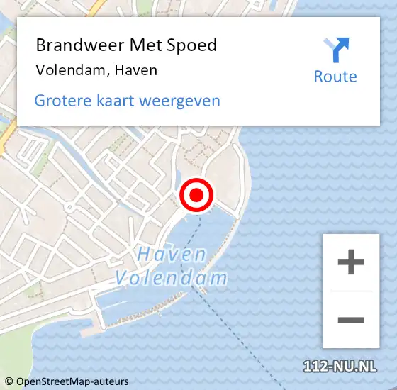 Locatie op kaart van de 112 melding: Brandweer Met Spoed Naar Volendam, Haven op 18 december 2021 18:46