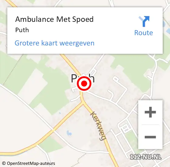 Locatie op kaart van de 112 melding: Ambulance Met Spoed Naar Puth op 7 oktober 2013 07:18