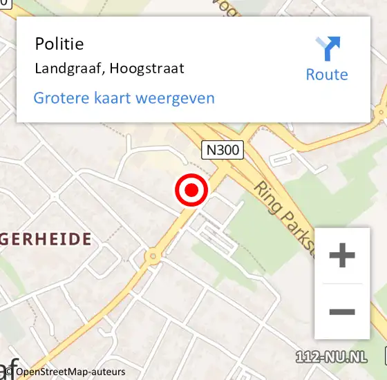 Locatie op kaart van de 112 melding: Politie Landgraaf, Hoogstraat op 18 december 2021 19:00