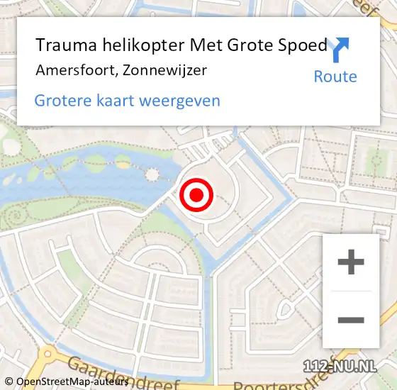 Locatie op kaart van de 112 melding: Trauma helikopter Met Grote Spoed Naar Amersfoort, Zonnewijzer op 18 december 2021 19:37