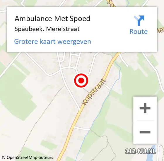 Locatie op kaart van de 112 melding: Ambulance Met Spoed Naar Spaubeek, Merelstraat op 2 juli 2014 17:47