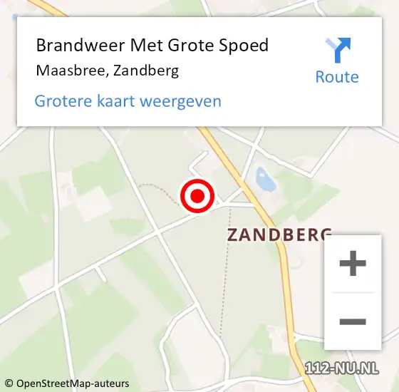Locatie op kaart van de 112 melding: Brandweer Met Grote Spoed Naar Maasbree, Zandberg op 18 december 2021 19:56