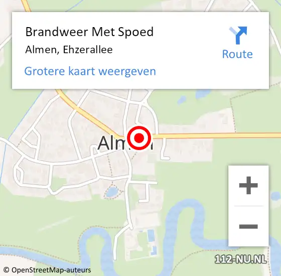 Locatie op kaart van de 112 melding: Brandweer Met Spoed Naar Almen, Ehzerallee op 2 juli 2014 17:48