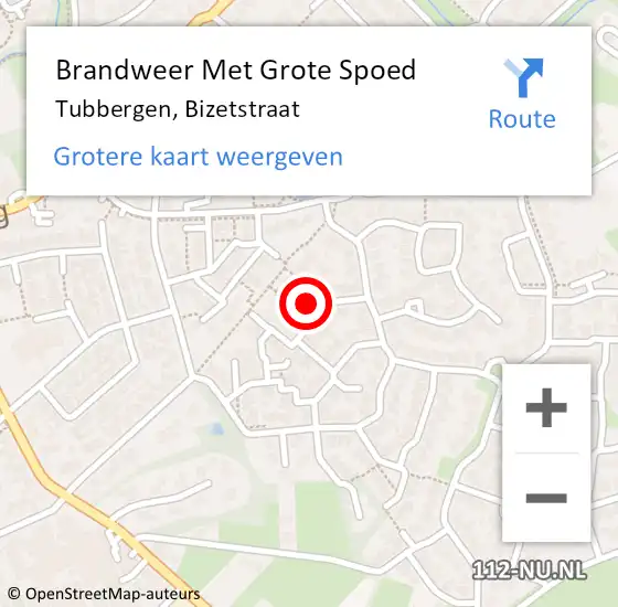 Locatie op kaart van de 112 melding: Brandweer Met Grote Spoed Naar Tubbergen, Bizetstraat op 18 december 2021 20:01