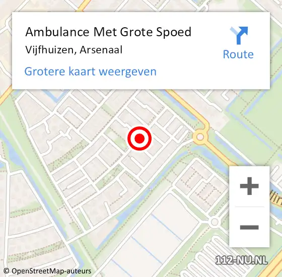 Locatie op kaart van de 112 melding: Ambulance Met Grote Spoed Naar Vijfhuizen, Arsenaal op 18 december 2021 20:03