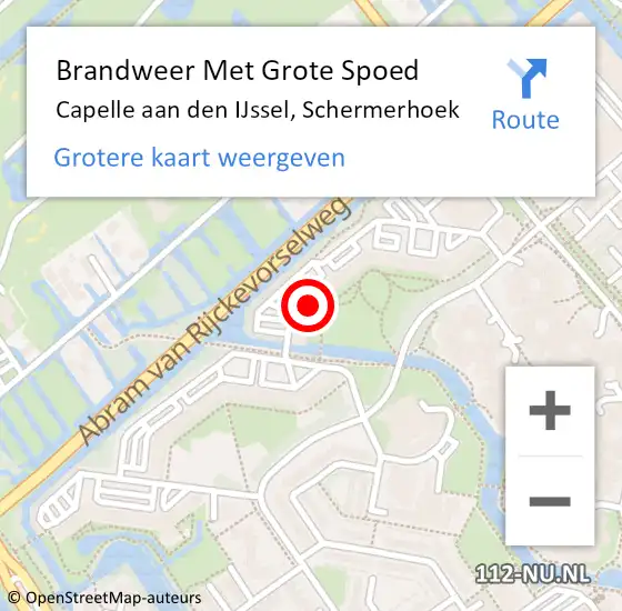 Locatie op kaart van de 112 melding: Brandweer Met Grote Spoed Naar Capelle aan den IJssel, Schermerhoek op 18 december 2021 20:03