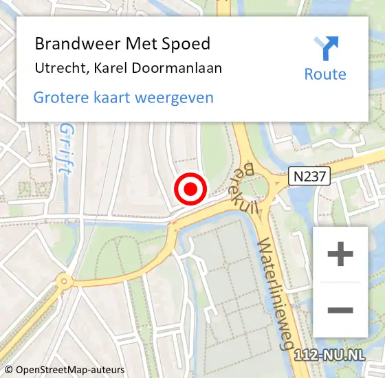 Locatie op kaart van de 112 melding: Brandweer Met Spoed Naar Utrecht, Karel Doormanlaan op 18 december 2021 20:04