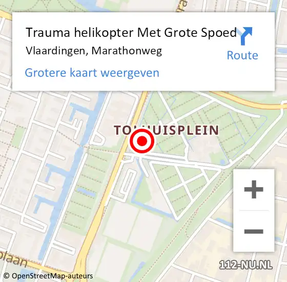 Locatie op kaart van de 112 melding: Trauma helikopter Met Grote Spoed Naar Vlaardingen, Marathonweg op 18 december 2021 20:06