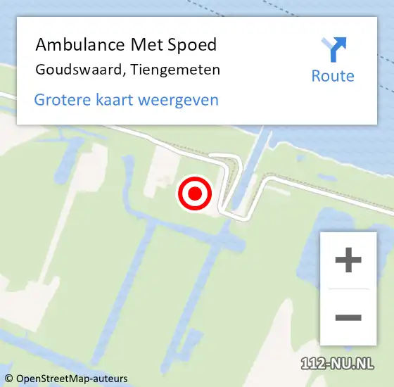 Locatie op kaart van de 112 melding: Ambulance Met Spoed Naar Goudswaard, Tiengemeten op 18 december 2021 20:07