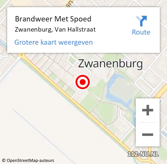 Locatie op kaart van de 112 melding: Brandweer Met Spoed Naar Zwanenburg, Van Hallstraat op 18 december 2021 20:56