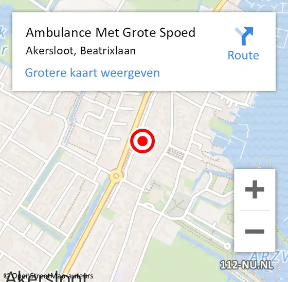 Locatie op kaart van de 112 melding: Ambulance Met Grote Spoed Naar Akersloot, Beatrixlaan op 18 december 2021 21:01