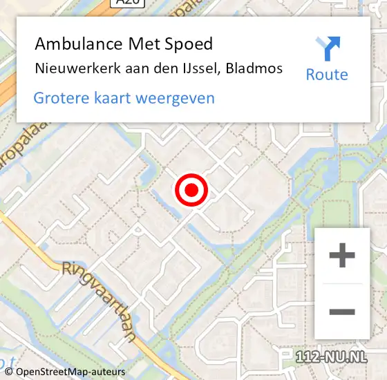 Locatie op kaart van de 112 melding: Ambulance Met Spoed Naar Nieuwerkerk aan den IJssel, Bladmos op 18 december 2021 21:10