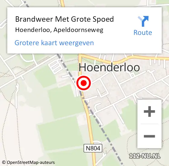 Locatie op kaart van de 112 melding: Brandweer Met Grote Spoed Naar Hoenderloo, Apeldoornseweg op 18 december 2021 21:19