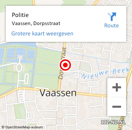 Locatie op kaart van de 112 melding: Politie Vaassen, Dorpsstraat op 18 december 2021 21:22