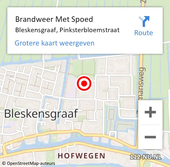 Locatie op kaart van de 112 melding: Brandweer Met Spoed Naar Bleskensgraaf, Pinksterbloemstraat op 18 december 2021 21:22