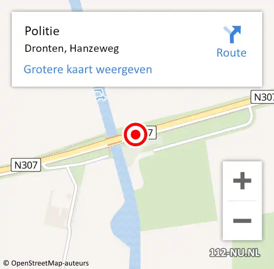 Locatie op kaart van de 112 melding: Politie Dronten, Hanzeweg op 2 juli 2014 17:54