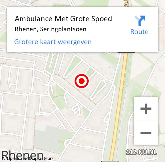 Locatie op kaart van de 112 melding: Ambulance Met Grote Spoed Naar Rhenen, Seringplantsoen op 18 december 2021 21:29