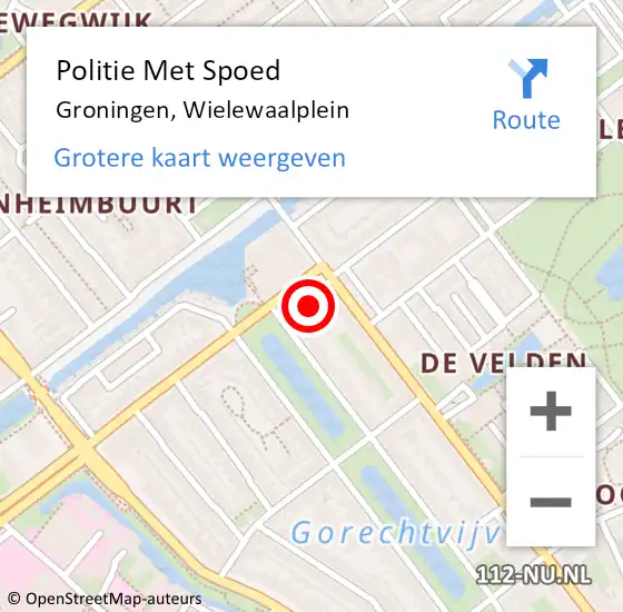 Locatie op kaart van de 112 melding: Politie Met Spoed Naar Groningen, Wielewaalplein op 18 december 2021 21:40