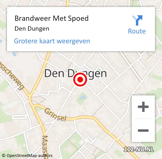 Locatie op kaart van de 112 melding: Brandweer Met Spoed Naar Den Dungen op 18 december 2021 21:41