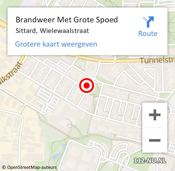 Locatie op kaart van de 112 melding: Brandweer Met Grote Spoed Naar Sittard, Wielewaalstraat op 18 december 2021 22:06