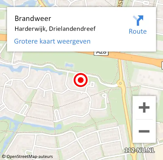 Locatie op kaart van de 112 melding: Brandweer Harderwijk, Drielandendreef op 18 december 2021 22:24