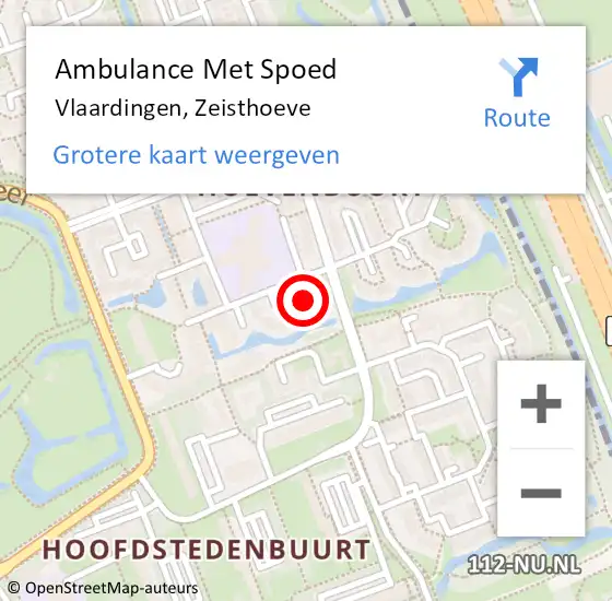 Locatie op kaart van de 112 melding: Ambulance Met Spoed Naar Vlaardingen, Zeisthoeve op 18 december 2021 22:29