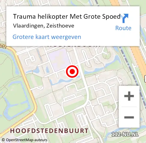 Locatie op kaart van de 112 melding: Trauma helikopter Met Grote Spoed Naar Vlaardingen, Zeisthoeve op 18 december 2021 22:31