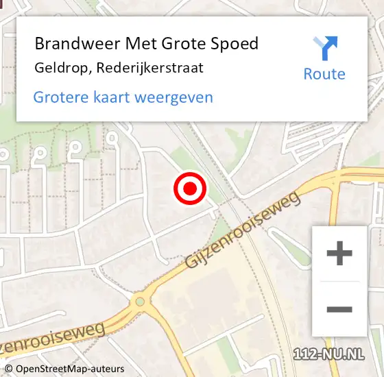 Locatie op kaart van de 112 melding: Brandweer Met Grote Spoed Naar Geldrop, Rederijkerstraat op 18 december 2021 22:42