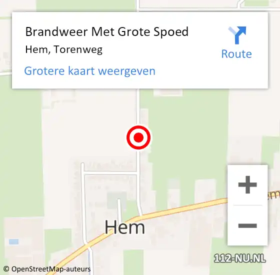 Locatie op kaart van de 112 melding: Brandweer Met Grote Spoed Naar Hem, Torenweg op 18 december 2021 23:01