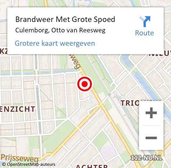 Locatie op kaart van de 112 melding: Brandweer Met Grote Spoed Naar Culemborg, Otto van Reesweg op 18 december 2021 23:27