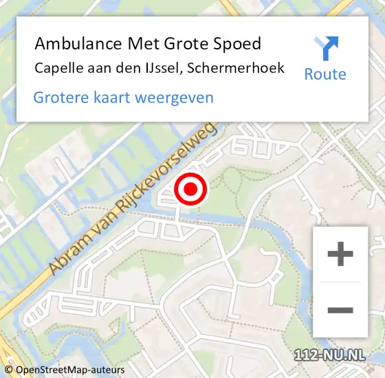 Locatie op kaart van de 112 melding: Ambulance Met Grote Spoed Naar Capelle aan den IJssel, Schermerhoek op 18 december 2021 23:34